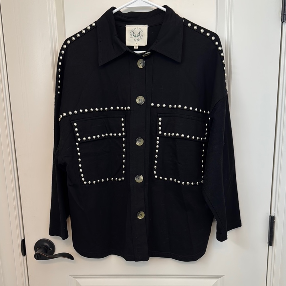 Fantastic‎ Fawn Black Blouse with Silver Stud Accents